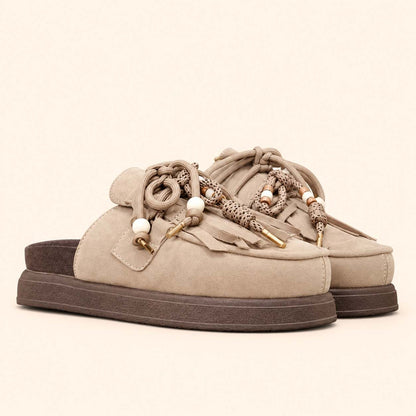 Sienna Camel, suecos de plataforma — vista del par
